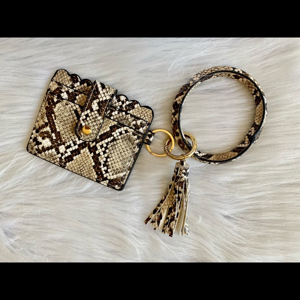 Bracelet Keychain Card Holder Leather Tassel